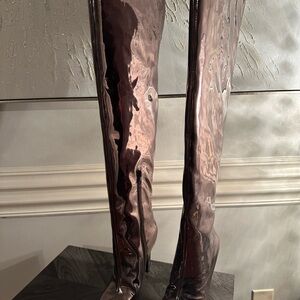 INC International Concepts Women's Over-the-Knee Metallic Brown Boots